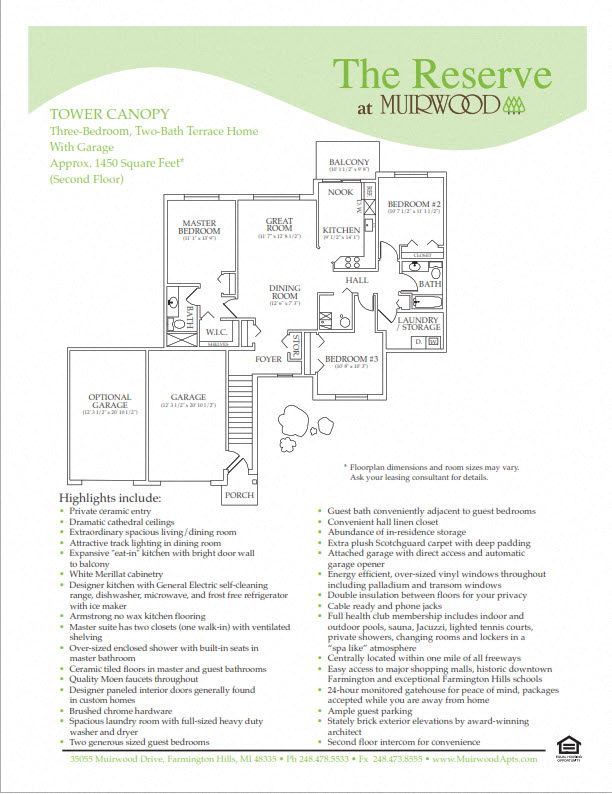 The Tower Canopy - includes a 1 car attached garage floor plan